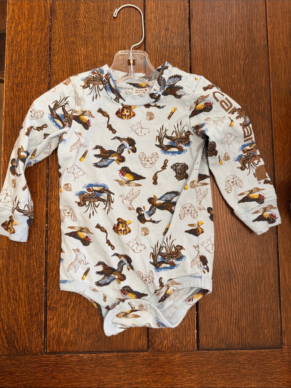 Carhartt Light Blue Duck & Wildlife Print Long-Sleeve Baby One-Piece